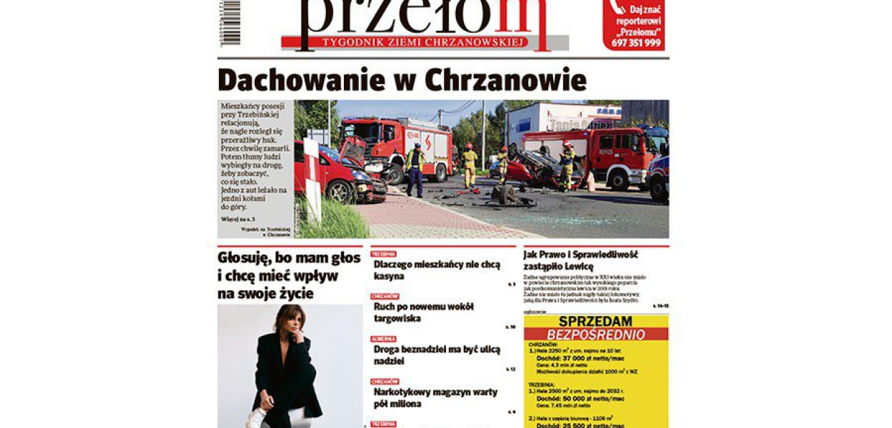 Okładka 39. numeru tygodnika &quot;Przełom&quot;