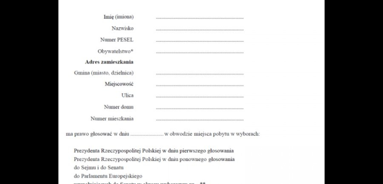 Wzór zaświadczenia o prawie do głosowania