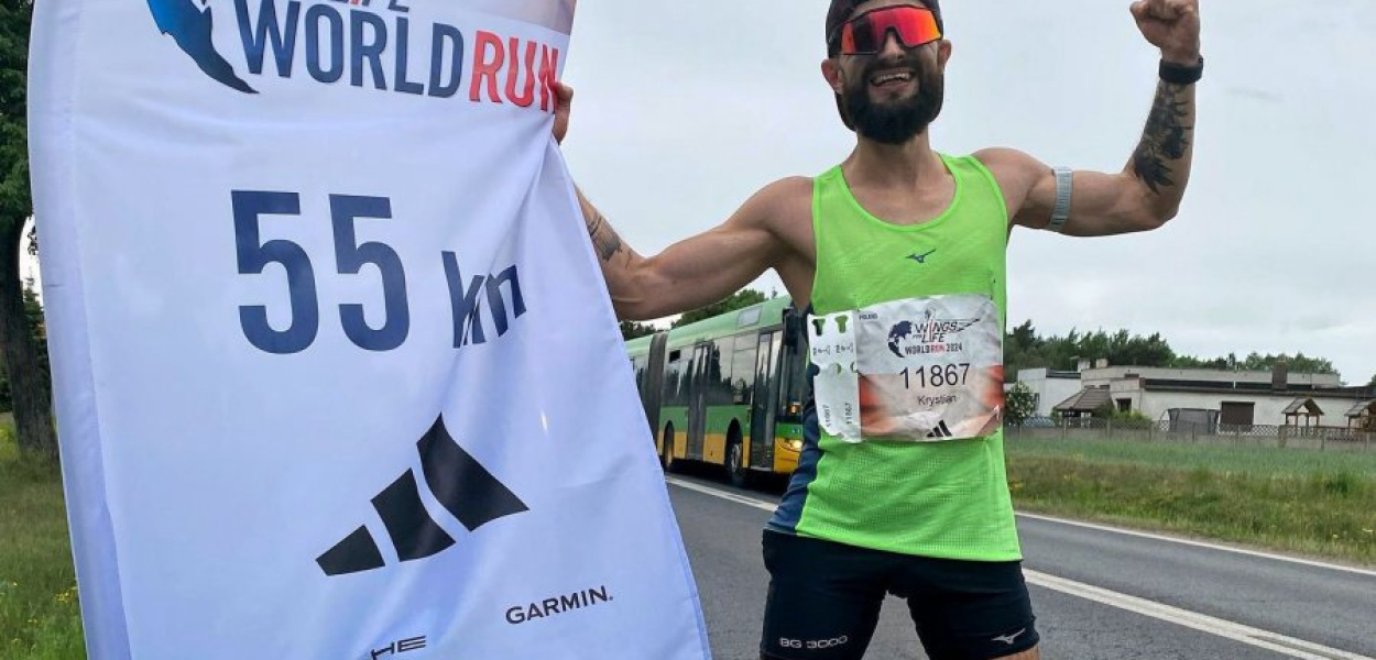 Krystian Kamieniarz pokonał ponad 55 km, nim doścignął go Adam małysz, fot. Fb