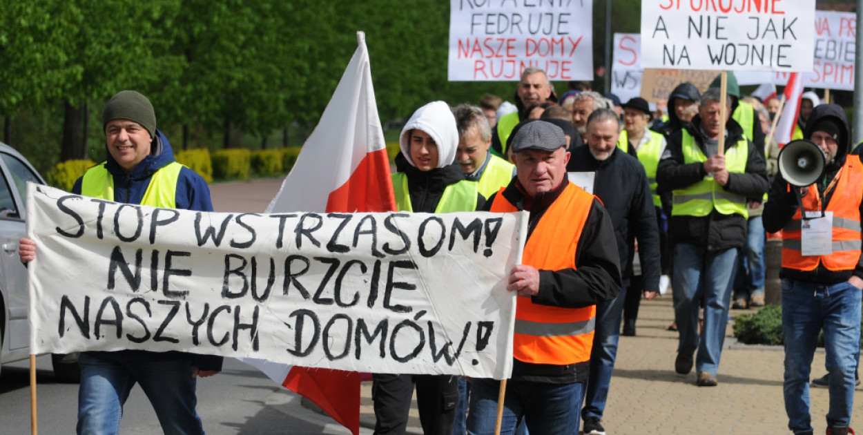 Podczas zeszłorocznej manifestacji przeciwko wstrząsom. Fot. Łukasz Dulowski