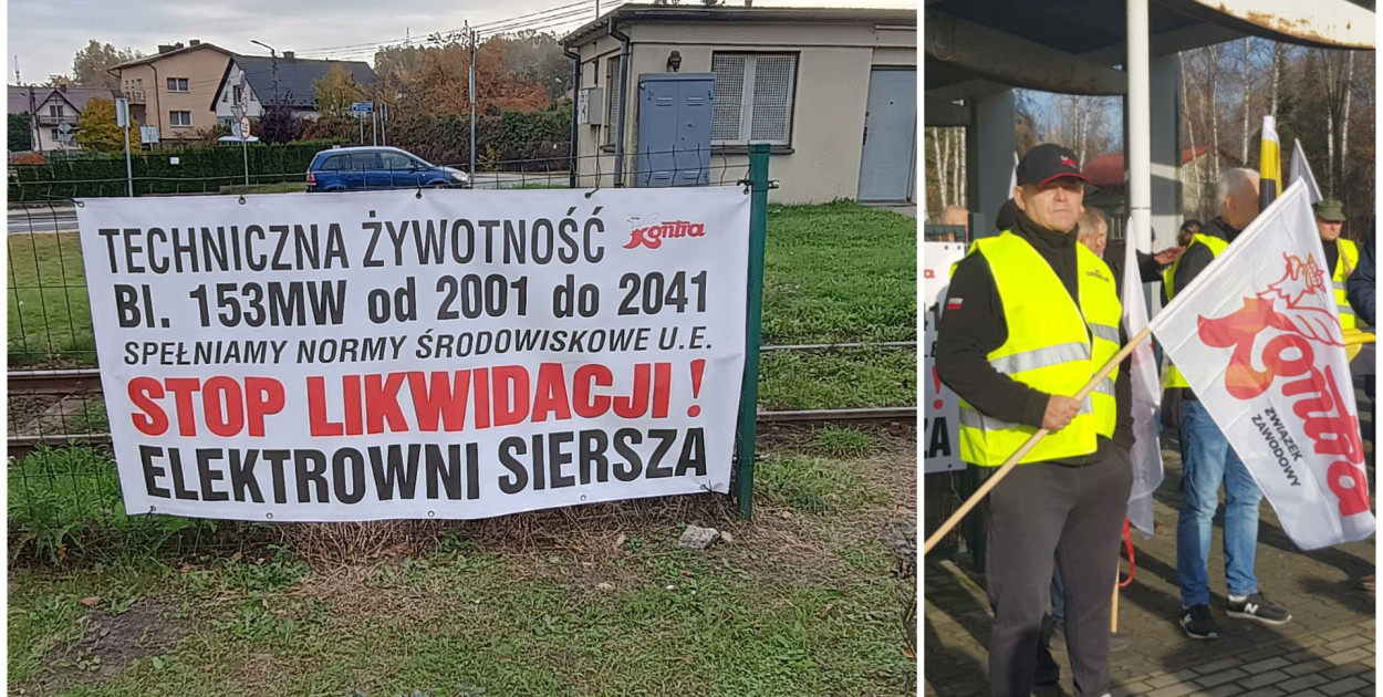 Związkowcy z Sierszy umieścili banery na temat sytuacji elektrowni w różnych miejscach powiatu