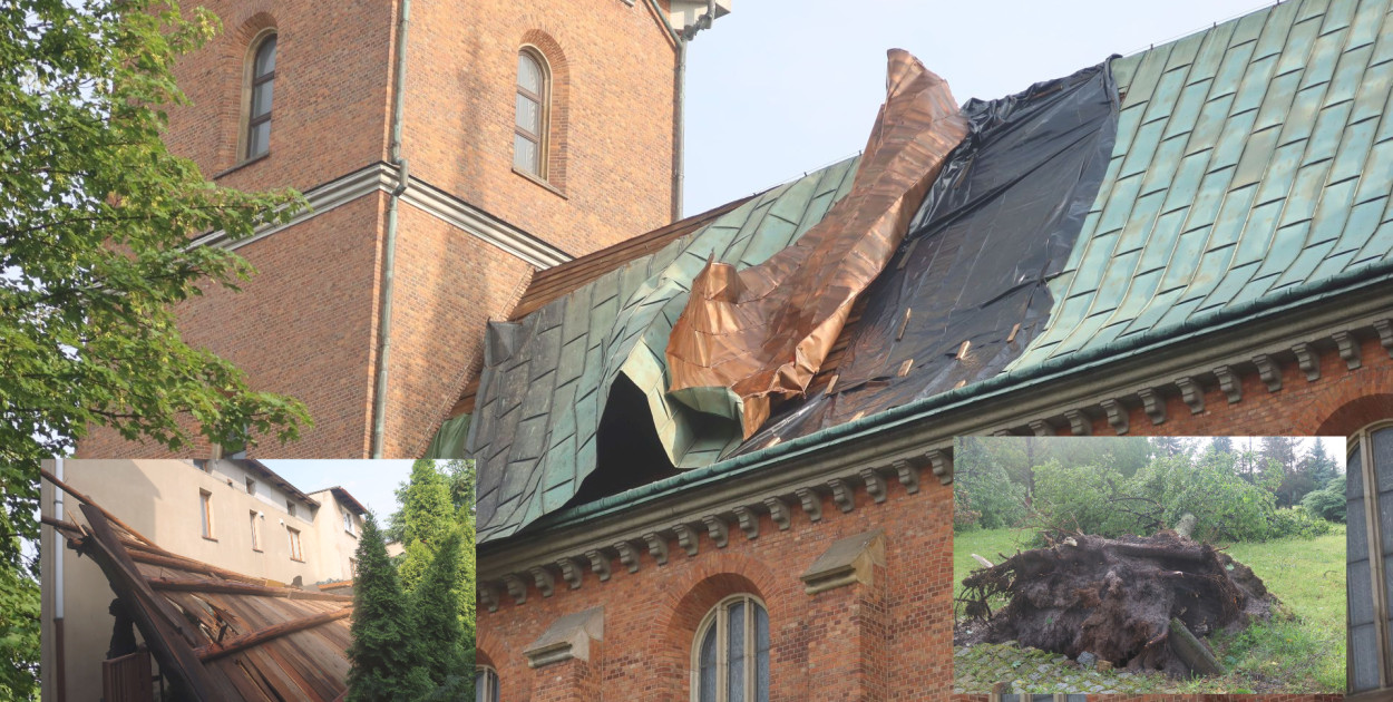 Na bazylice w Trzebini została zerwana blacha miedziana na powierzchni 300 m kw.
