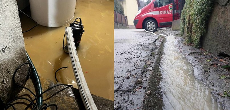 Woda zalała piwnicę w domu w Zagórzu