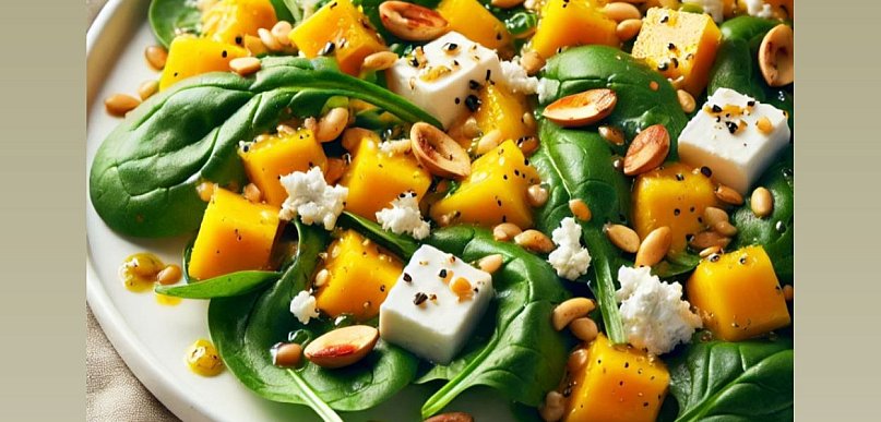 Przepis na sałatkę ze szpinakiem i mango