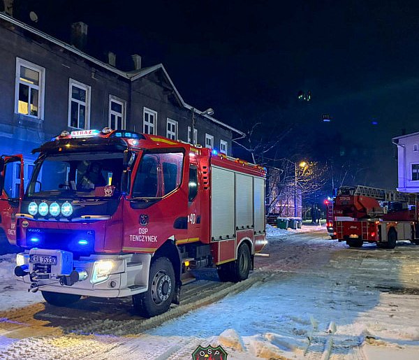 W ogniu stanął fotel i kartony. Pożar w mieszkaniu w Krzeszowicach-55579