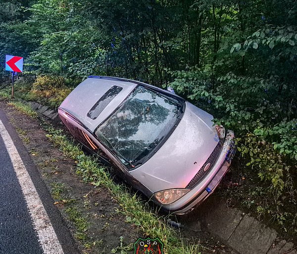 Auto wpadło do rowu. Kierowca w szpitalu-60908
