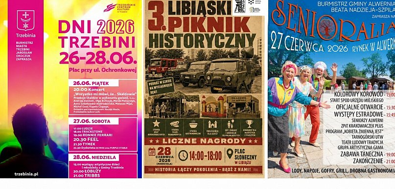 Senioralia w Alwerni, piknik historyczny w Libiążu i trzy dni koncertów w Trzebini